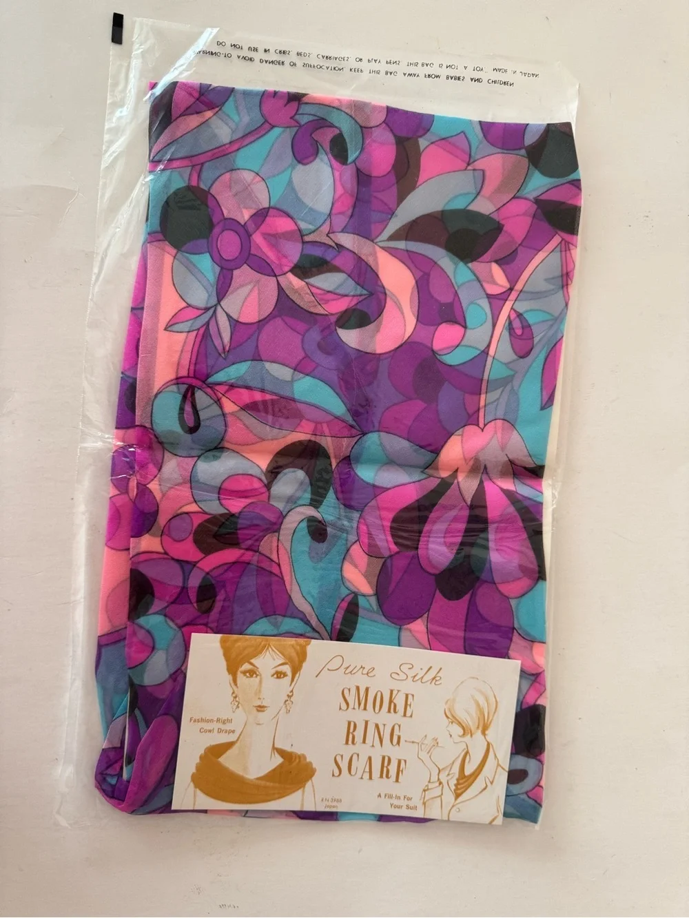Pure Silk Smoke Ring Scarf - Multicolor Floral